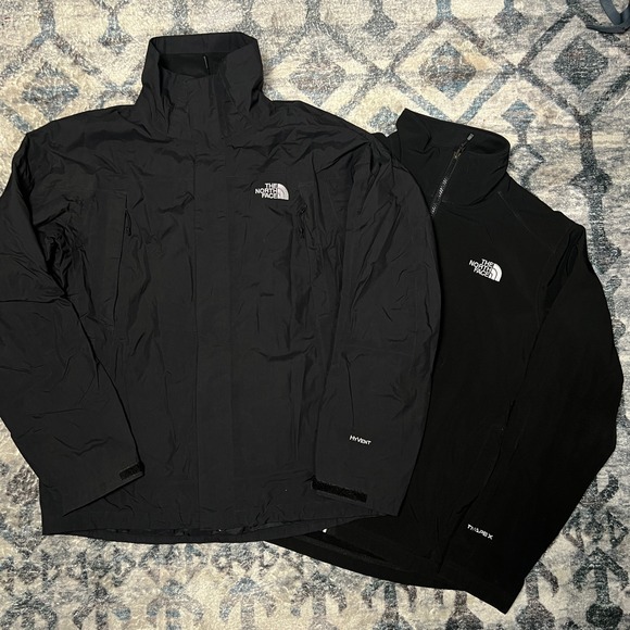 The North Face Mens M Black Hyvent 3 in 1 Jacket Full Zip Apex Softshell - Picture 1 of 13